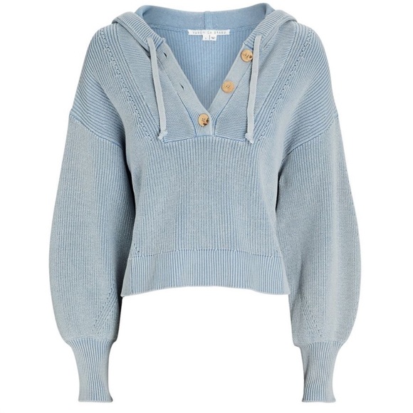 Veronica Beard Light Blue Ursina Knit Hoodie Sweater - Picture 5 of 9